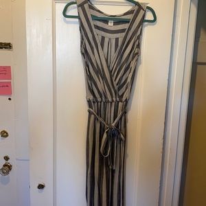 Gap pull on stripe jumpsuit with tie belt